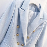 QUALITY Newest 2023 Designer Blazer Women's Long Sleeve Double Breasted Metal Lion Buttons Blazer Jacket