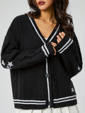 Women's Autumn Winter New Knitting Embroidered Cardigan Temperament Reduces Age Loose Casual Sweater-Outfit
