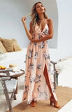 Summer Boho Maxi Long Dress Evening Party Beach Dresses Sundress Floral Halter Dress Summer