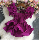Chiffon Tanks Summer Female Plain Color Square Collor Sweet Camisole Woman Ruffles Straps Camis Tops-Outfit