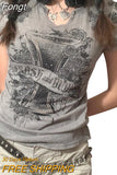 Women Goth Clothes y2k Crop Tops Summer 2023 T shirts Grunge 2000s Trashy Aesthetic Short Sleeve Tees Young Girls