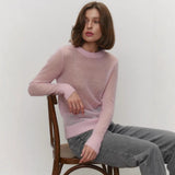 Fongt Spring And Summer New Thin Sweater Hoodie Women's Round Collar Perspective Basic Knitwear Candy Color