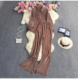 Fongt Suit Female Temperament Loose Long-Sleeved Shirt Two Sets Of Leisure High-Waist Hanging Pendant 100 Rolls