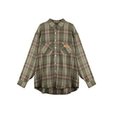 Fongt Green Plaid Shirt Female Spring And Autumn 2023 New Summer Design Sense Niche Shirt Coat Jacket-Outfit