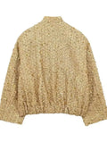 Fongt New Women's Street Personality Gold Beads Jacket Pocket Coat