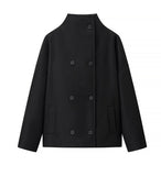 Fongt Women's Clothing INS Burst Double Buckle Solid Color This Sub-Quilt Collar Loose This Short