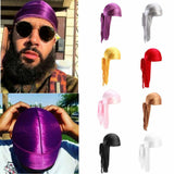 Men's Satin Durags Bandanna Turban Wigs Pirate Hat Men Silky Durag Headwear
