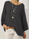 Women Blouse Long Sleeve Solid Cotton Linen Shirts Female Casual Basic Robe Soft Tunic Oversized Blouse for Women Tops-Outfit