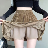 Velvet Bow Pleated Mini Skirt-Outfit