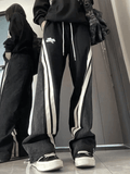 Patchwork Striped Baggy Boyfriend Jeans-Outfit