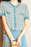 Striped Knitted T Shirt Women Thin Short Sleeve Tshirts Korean Style Tops Clothes 2023 Summer O Neck Tees Shirt
