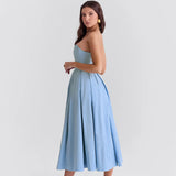 Tube Pleated Midi Dress-Outfit