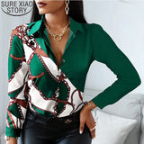 Print Blouses Striped Floral Leopard Shirts Office Lady Print Blouse Spring Fashion Button Long Sleeve Women Tops