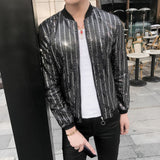Jackets Glitter Sequins Punk Style Summer Thin Outerwear Coat Male Stage Nightclub Dancing Slim Fit Fashion Jacket for
