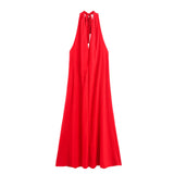 Fongt Homemade New Women's Clothing Bow Ornament Hanging Neck Flute Dress 8039116