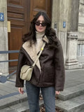 Fongt Fall Fashion Collar Three-Color Fur Integrated Long-Sleeved Jacket Women's B88788