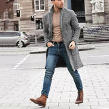 Fongt Autumn And Winter Of The Men's Coat In The Long Double Buckle Station Coarse Coat Coat