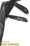 Women Punk Style Sexy Crop Tops y2k Harajuku Cool Single Long Sleeve Neck Hanger Leather Belt Connected Tops Fairy