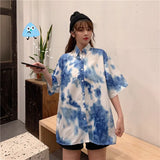 Shirt blusas Female ulzzang short sleeve women blouse 2021 summer oversized gothic printing blouses Korean womens