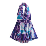 New Summer Print Dress With A Collar And A Bare Back-Outfit