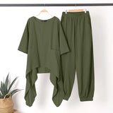 ZANZEA Fashion 2PCS Wide Leg Pants Sets Spring O-Neck Long Sleeve Blouse Suits Oversized Women's Tracksuit Casual Solid