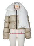 Women Cotton-padded Coat Scarf Collar Zipper Full Sleeves Panelled Thick Warm Parka Jackets Winter 2023 New-Outfit