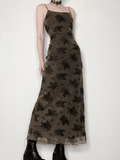 Halloween Double Layered Floral Slip Maxi Dress-Outfit