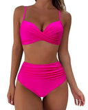 Fongt New Split High Waist Sexy Swimsuit Lady Small Chest Gathered Bikini