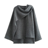 Fongt Autumn Women's Asymmetric Scarf Short Knitted Coat W063 2819