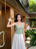 Fongt Xixi 2025 Spring And Summer New Golden Wind Pure Temperament With Knitted Bottom Slings Vest Women 25133