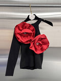 Fongt Babes In Autumn 2025 New Fashion High-End Design Sense Splicing Flowers To Repair Knitted Tops For Women