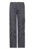 Washed Pocket Solid Cargo Pants-Outfit