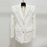 Fongt New Star Fashion Thick Shoulder Pad Tuxedos Denim Jacket Jeans