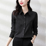 Fongt Senior Sense Stripe Shirt Female Light Ripe Wind Design Sense Minority Professional Temperament High-End Long Sleeve Shirt-Outfit