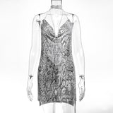 Fongt Station Fashion Nightclub Low Back Strapless Deep V Metal