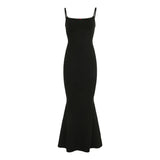 Black Flower Cami Lace Bodycon Maxi Dress-Outfit