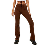 Ruched Cut Out High Waist Wraped Long