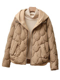 Fake Two Knitted Splicing Down Jacket Female 2024 Winter New Korean Version Fashion High-End Hooded White Duck Down Coat-Outfit