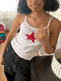 Star Embroidered White Cami Top-Outfit