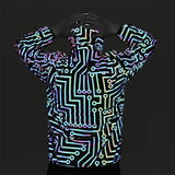 Circuit Grain Jacket Geometric Pattern Rainbow Color Reflective Jacket Hip Hop Mechanical Dance Dazzle Color Reflective Jacket-Outfit
