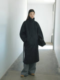 [Daihe] Winter New Leisure Vertical Collar Crisp Silk Wool Vertical Silhouette Double-Sided Woolen Coat H7795-Outfit