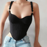 Fongt New Spring Spice Wind Sexy Fishbone Breast Metal Ring Strap Corset Female-Outfit