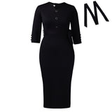 Fongt African Women's Fashion Temperament Pure Color Elegant OL Strap V Tie Tongle Large-Size Dress