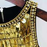 Fongt Fashion New Star Heavy Metal Nails Set With Elastic Waistcoat Dress