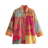 Spring Printed Loose Shirt 2981045 Printed Half Skirt 2980045-Outfit