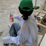Women Fashion Hollow Out Design Striped Off Shoulder Vintage Popular Minimalist Spring Female Tops Newest Ins Preppy