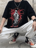 Men's Grunge Printed Short Sleeve Tee-Outfit