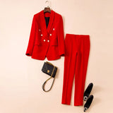 Fongt Professional Fashion Double-Dancing Green Fruit Collar Suit + Nine-Point Trousers Set Two Sets