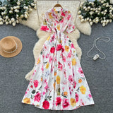 Fongt Yuan Age Reduction Heavy Lace Embroidery Round Shirt Design Single Buckle Top Two Sets Of High-Rise Half-Dress