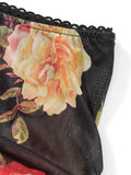 Retro Women Summer 2pcs/Set Sleeveless Strap V Neck Low Cut Camis Tops Elastic Waist Flower Print Mini Skirts Outfits-Outfit
